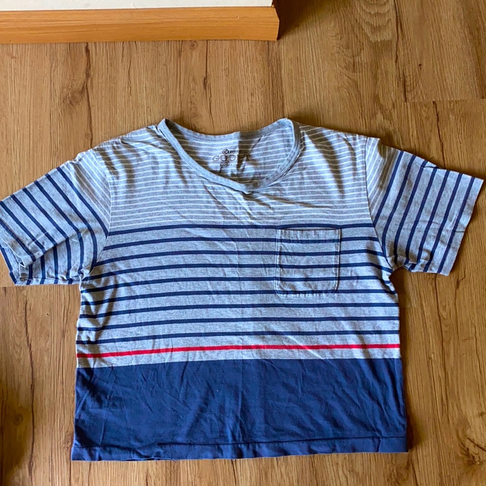 Striped cropped pocket tshirt